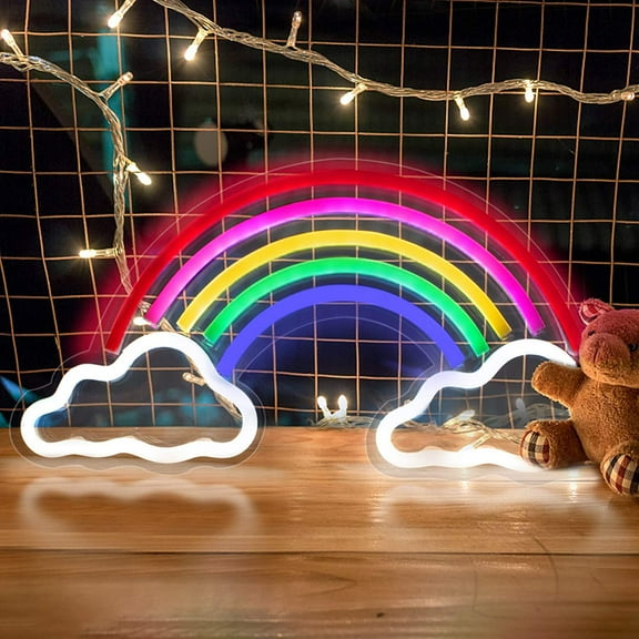 LINLIN LED Neon Light Signs, Rainbow Cloud Neon Room Decor Lights for Bedroom Wall, USB-Powered Neon Night Lights Gift for Children, Home Decorations for Christmas Birthday Party