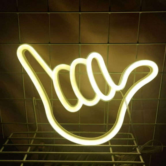 LINLIN LED Neon Lights, Great Finger Shape Neon Signs Battery or USB Operated Neon Signs Led Light Up Wall Signs Neon Decorative Lights for Party, Home Decor, Kids Room