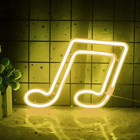 LINLIN LED Neon Night Light, Music Note Neon Sign USB/Battery Powered Wall Decorative Night Light for Bedroom Kids Gifts Party Decoration