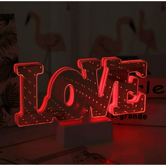 LINLIN LED Night Lamp,Tunnel Light 3D Infinity Mirror Light Cute Heart Wall Decor Lights for Christmas Party Room Wedding Decor