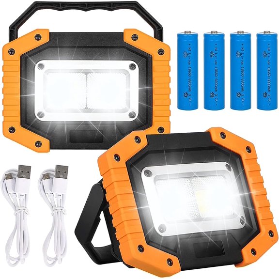 LINLIN LED Rechargeable Work Lights, 30W USB Rechargeable Battery Powered Portable 2000LM COB Floodlight Super Bright Outdoor Security Light Waterproof for Camping Hiking Fishing Garage Workshop