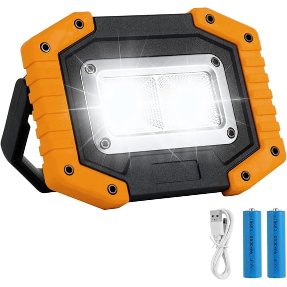 LINLIN LED Rechargeable Work Lights, 30W USB Rechargeable Battery Powered Portable 2000LM COB Floodlight Super Bright Outdoor Security Light Waterproof for Camping Hiking Fishing Garage Workshop