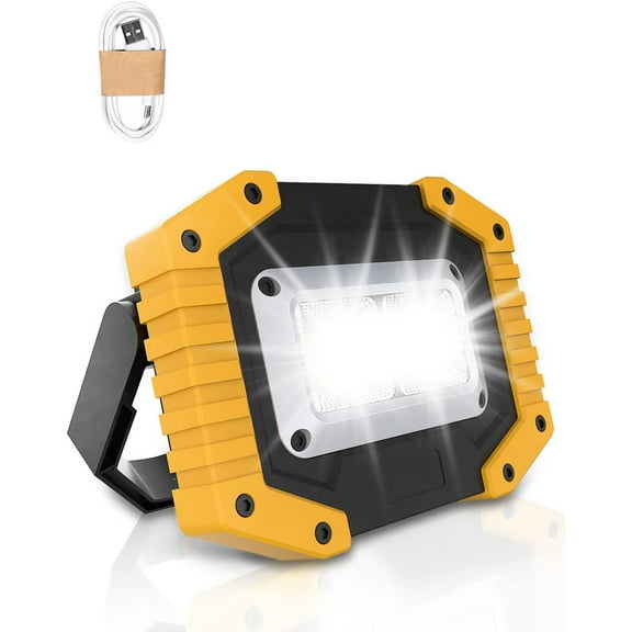 LINLIN LED Rechargeable Work Lights, 45W Floodlight Battery Security Light with 3 Modes Outdoor COB Floodlight Camping Lights with USB Waterproof for Yard, Garage, Fishing, Hiking