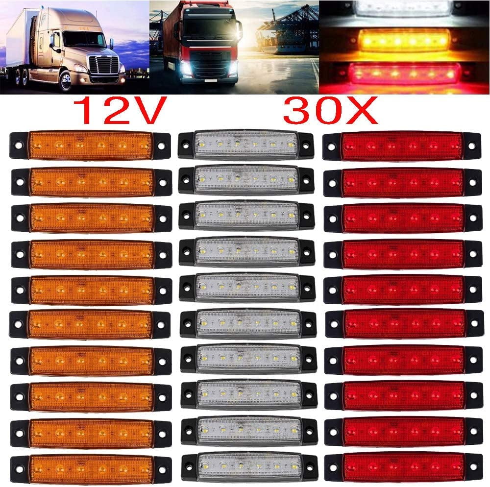 LINLIN LED Side Marker Lights 6 LED 2835 SMD Clearance Lamps for Truck