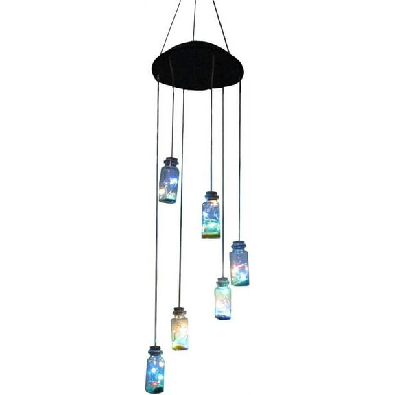 LINLIN LED Solar Wind Chime Waterproof Wishing Bottle Lamp for Hom Garden Decoration
