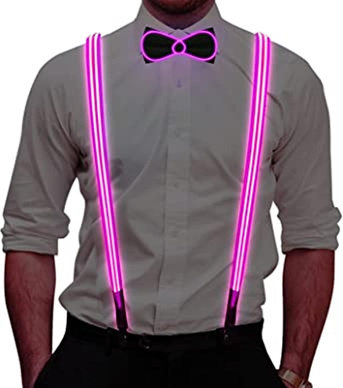 LINLIN LED Suspenders, Light Up LED Y Back Suspenders and Bowtie for ...