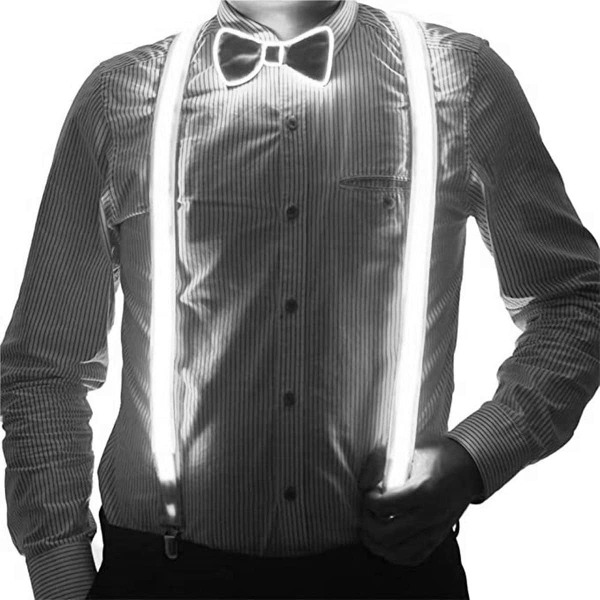 LINLIN LED Suspenders, Light Up Suspenders Bow Tie and Adjustable Y ...