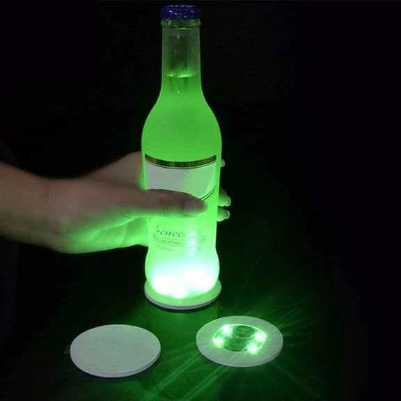 LINLIN LED coaster, 10 Pcs LED Car Coasters Light Up Coaster led coasters for drinks car LED Bottle Lights,Bottle Glorifier,LED Sticker Coaster Discs Light Up for Drinks,Flash Light Up Cup