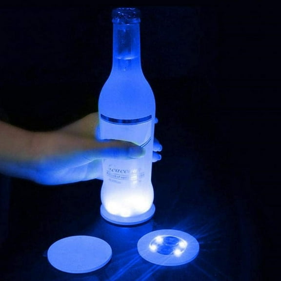 LINLIN LED coaster, 5 Pcs LED Car Coasters Light Up Coaster led coasters for drinks car LED Bottle Lights,Bottle Glorifier,LED Sticker Coaster Discs Light Up for Drinks,Flash Light Up Cup