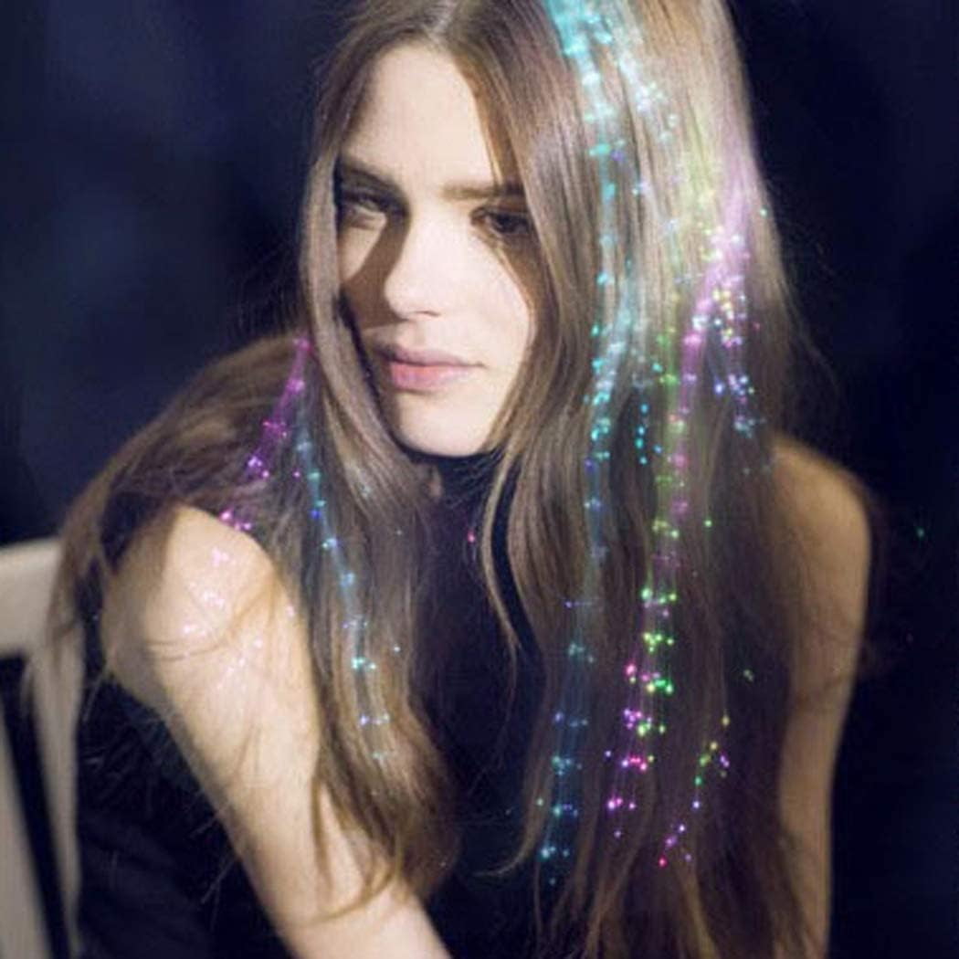 LINLIN Light Up Hair, LED Hair Extensions LED Hair Led Luminous Wig LED Luminous Braids Hair Fiber Jewelry Luminous