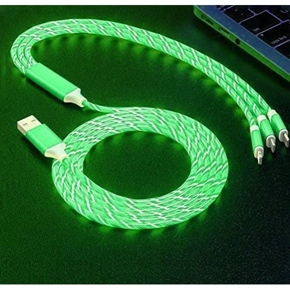 LINLIN Light Up LED Magnetic 3 in 1 USB Charging Cable iProduct Android Charger Cord Magnet Tips Type C Android iOS,2M Car Charger Cable