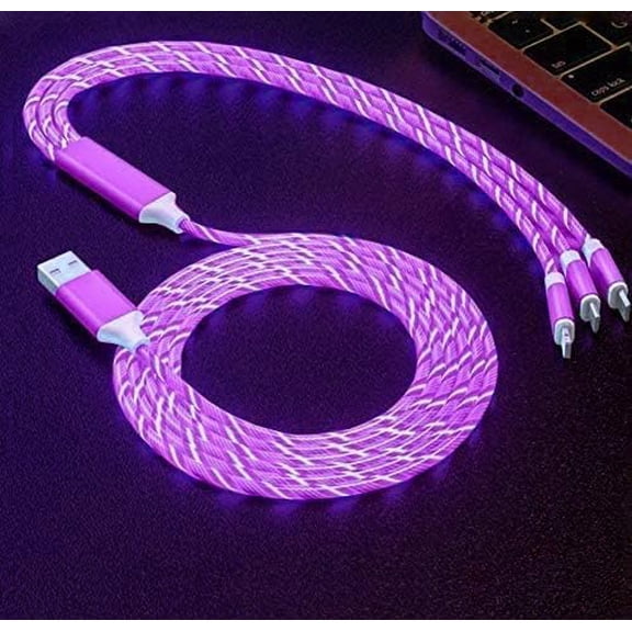 LINLIN Light Up LED Magnetic 3 in 1 USB Charging Cable iProduct Android Charger Cord Magnet Tips Type C Android iOS,2M Car Charger Cable