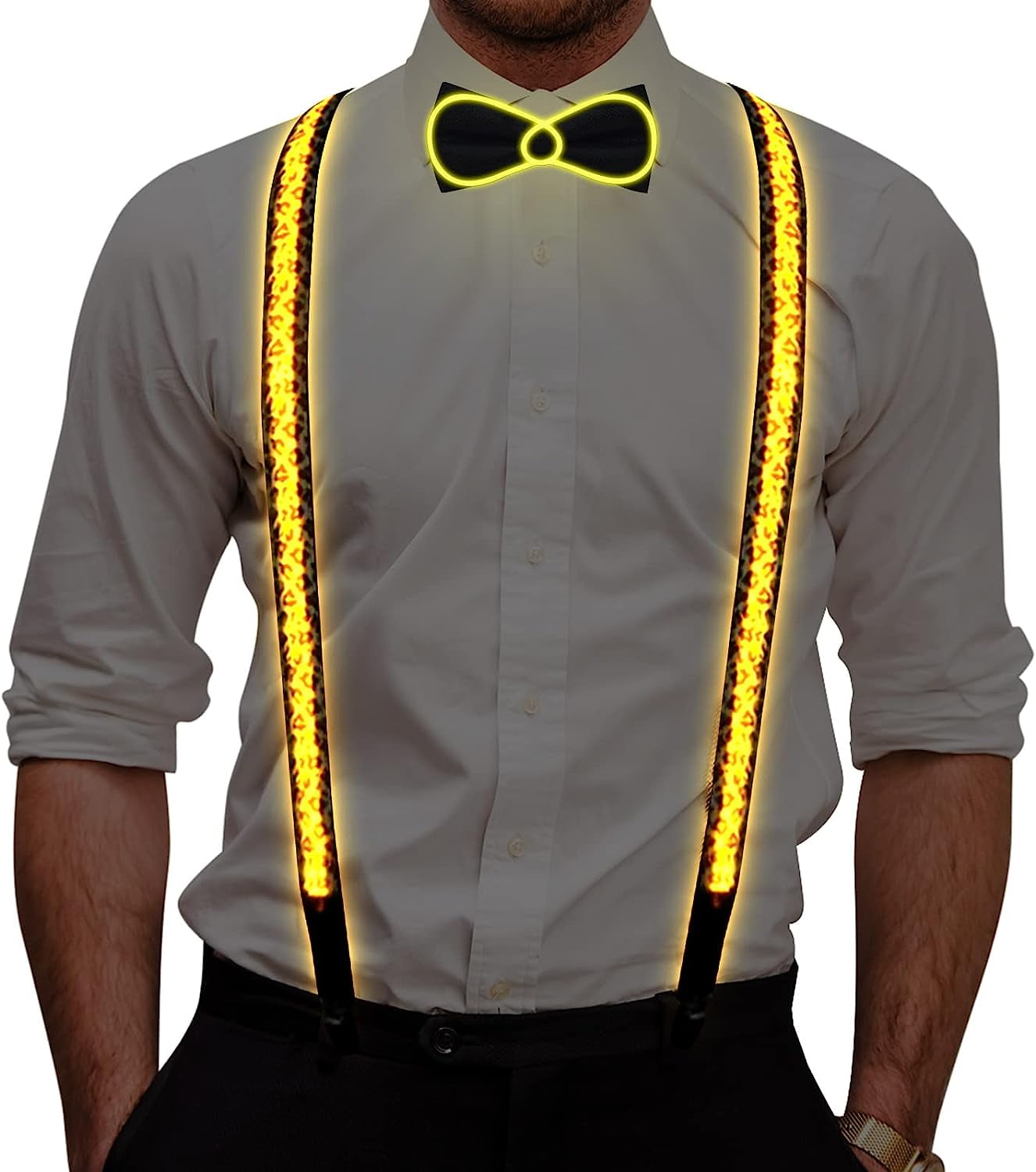 light up bow tie and suspenders