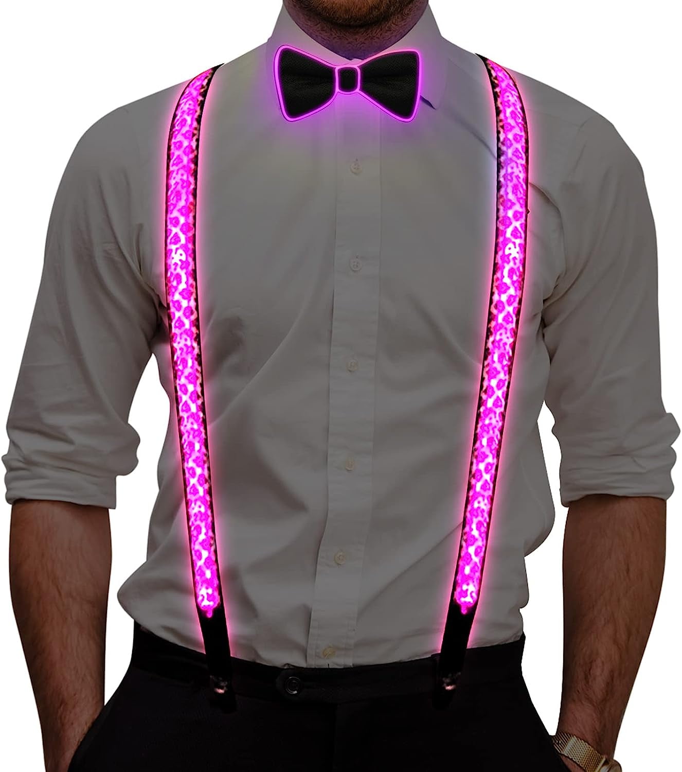 light up bow tie and suspenders