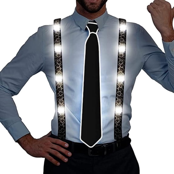 LINLIN Light up Men's LED Suspenders and LED Tie for Festival Party Supplies