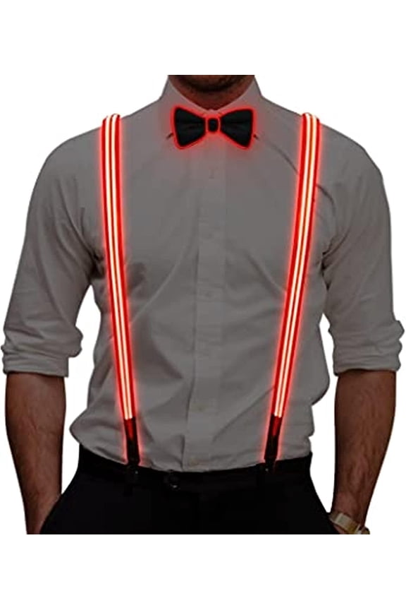 Light Up Suspenders, Mens Luminous Suspenders Party LED Belt Adjustable Perfect for Music Festival Party