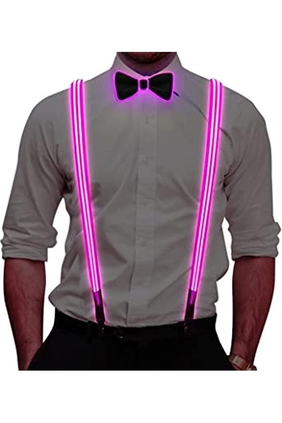 Light Up Suspenders, Mens Luminous Suspenders Party LED Belt Adjustable Perfect for Party
