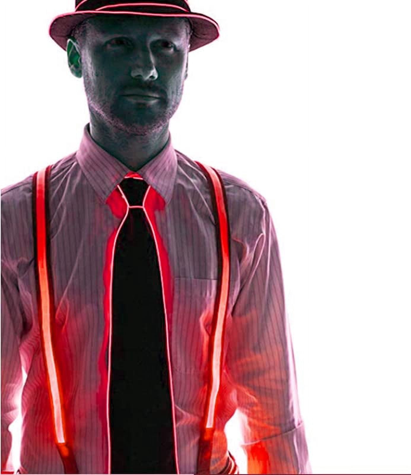 LINLIN Light Up Suspenders and LED Tie with LED Party Hat, Light Up Tie ...