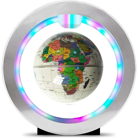 LINLIN Magnetic Levitation Globe, 4inch Magnetic Levitation Floating World Map Globe with LED Light O Shape Base for Office Desk Decoration,Children's Holiday Birthday Gift