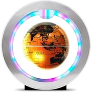 LINLIN Magnetic Levitation Globe, 4inch Magnetic Levitation Floating World Map Globe with LED Light O Shape Base for Office Desk Decoration,Children's Holiday Birthday Gift