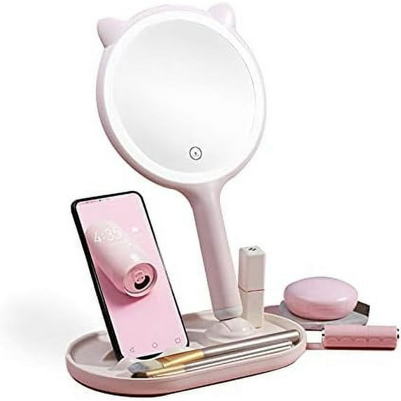 LINLIN Makeup Mirror with Lights and Magnification, 3 Colors Light Dressing Table Mirror USB Rechargeable, Stepless Adjusted LED Light Countertop Vanity Mirrors