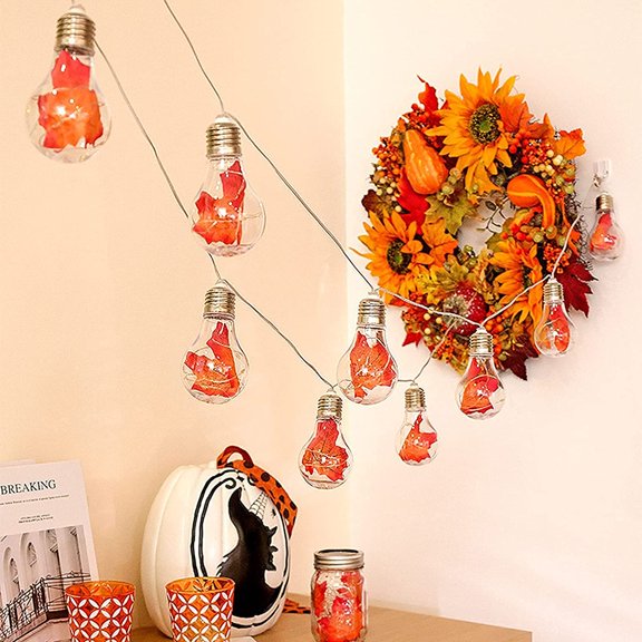 LINLIN Maple Bulbs String Lights,10 LEDs Clear Bulb Lights Battery Powered-Indoor/Outdoor Fairy Lights for Patio,Café Bars,Garden Bedroom Pergola Umbrella Wedding Party Decoration