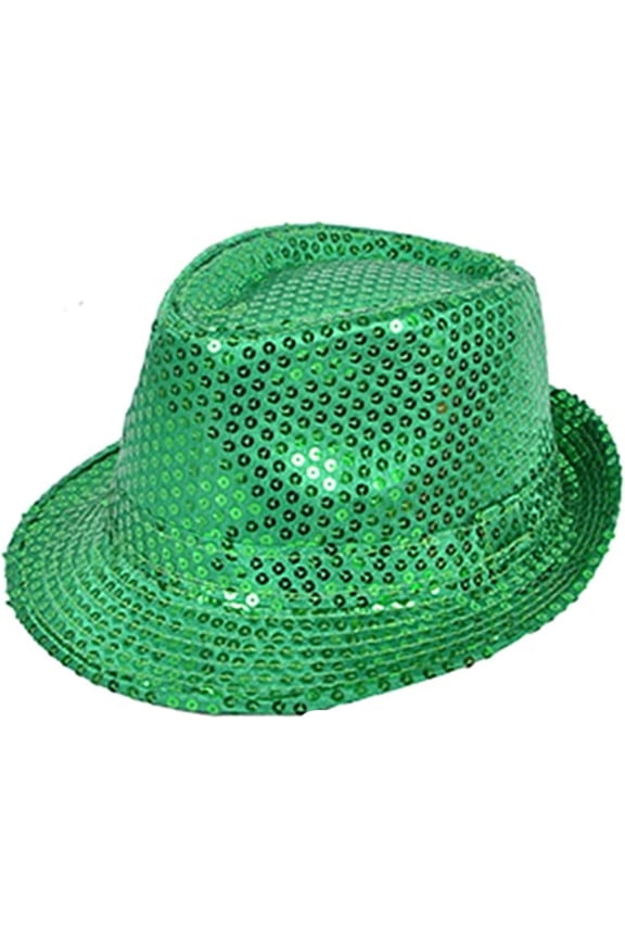 Men's Sequin Hat, Flashing LED Fedora Hat Stage Performance Hat Dance Hat