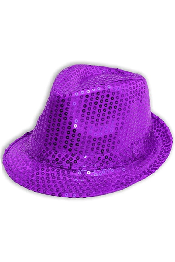 Men's Sequin Hat, Flashing LED Fedora Hat Stage Performance Hat Dance Hat
