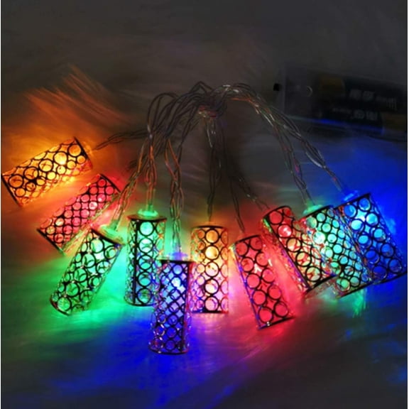 LINLIN Metal String Lights, 3M 20 LEDs Geometric String Lights Rose Gold String Lights Battery Powered Operated Diamond Fairy String Lights for Christmas Home Party Decoration