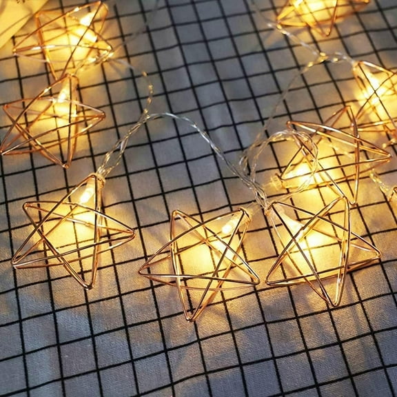 LINLIN Metal String Lights, 3M 20 LEDs Geometric String Lights Rose Gold String Lights USB Powered Diamond Fairy String Lights for Christmas Home Party Decoration
