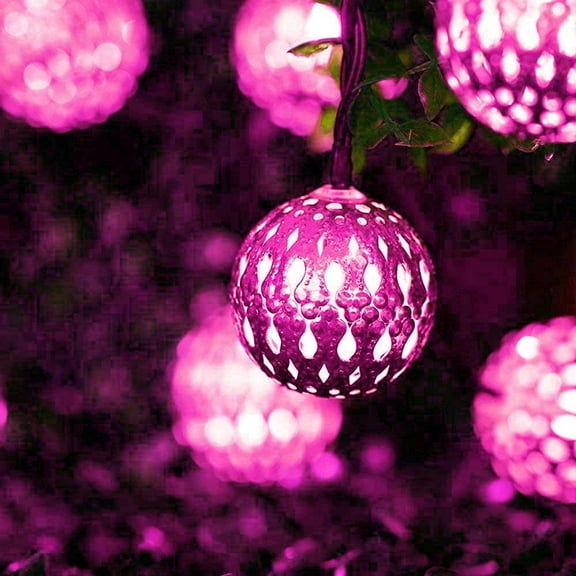 LINLIN Moroccan String Light, 3.5m 12LED Solar Moroccan Ball Outdoor String Lights Solar Metal Ball Lights Waterproof for Garden