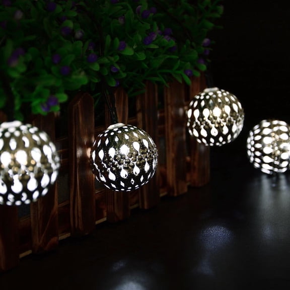 LINLIN Moroccan String Light, 4.5m 20LED Solar Moroccan Ball Outdoor String Lights Solar Metal Ball Lights with 8 Mode Waterproof for Garden