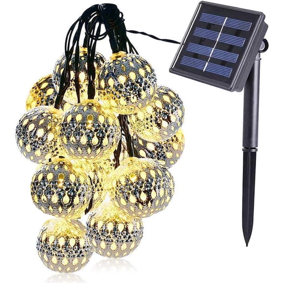 LINLIN Moroccan String Light, 4.5m 20LED Solar Moroccan Ball Outdoor String Lights Solar Metal Ball Lights with 8 Mode Waterproof for Garden