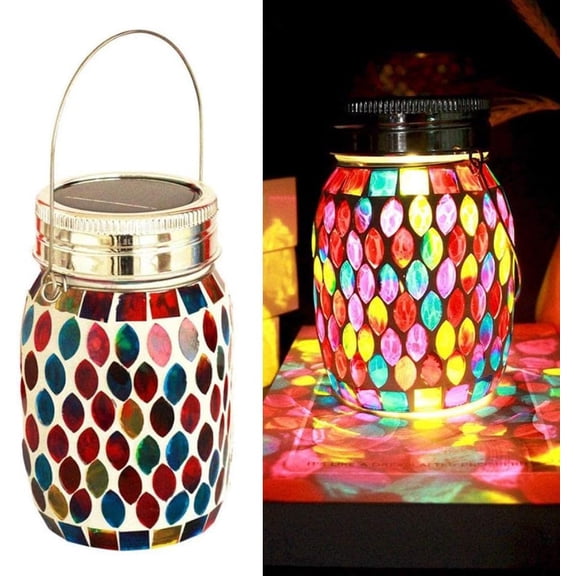 LINLIN Mosaic Solar Lights, Color Changing Solar Powered Glass Mosaic Ball Led Garden Lights, Outdoor Hanging Lanterns Waterproof Mosaic Solar Lanterns Night Lights for Patio,Garden,Yard