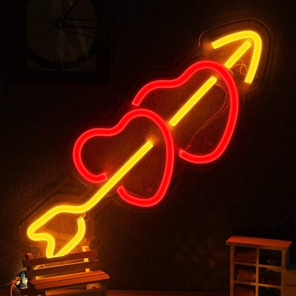 LINLIN Neon Heart Light Sign,Art Neon, Family Day Night Light Acrylic Led Neon Light Wall Light Led Wall Decor, USB Powered Light Up Neon Sign for Bedroom, Kids Room, Bar, Party, Christmas Decoration
