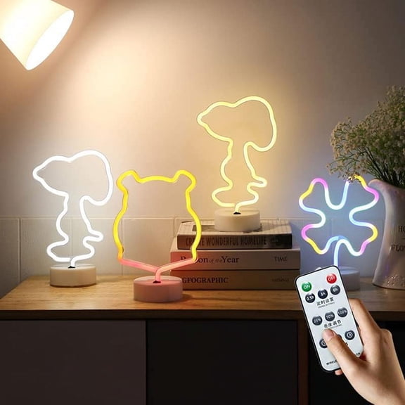 LINLIN Neon Light Sign, with Holder Base Table Lamps, Remote Control /Battery /USB Neon Lights for Room Party Table Art Dormitory Decorative Signs