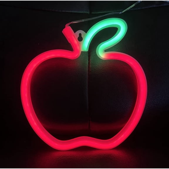 LINLIN Neon Sign, Apple Neon Sign LED Neon Light Night Lamp USB Battery Powered Led Neon Light Sign Bedroom Wall Decor