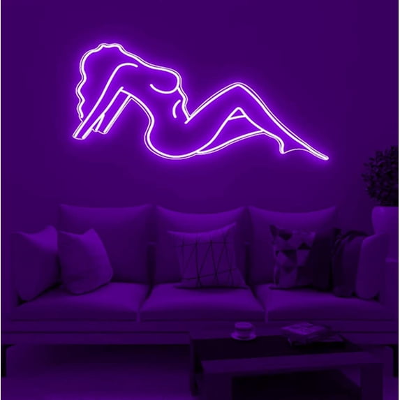 LINLIN Neon Sign, Beauty Neon Sign LED Neon Light Night Lamp USB Powered Led Neon Light Sign Bedroom Wall Decor 50X23CM
