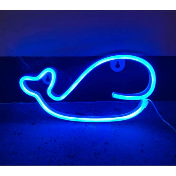 LINLIN Neon Sign,Dolphin Whale Neon Sign Light Wall LED Neon Night Lamp USB Battery Powered Led Neon Light Sign Bedroom Decor