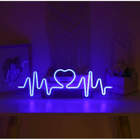 LINLIN Neon Sign,Heartbeat Neon Sign Light LED Neon Night Lamp USB Powered Led Neon Light Sign Bedroom Decor