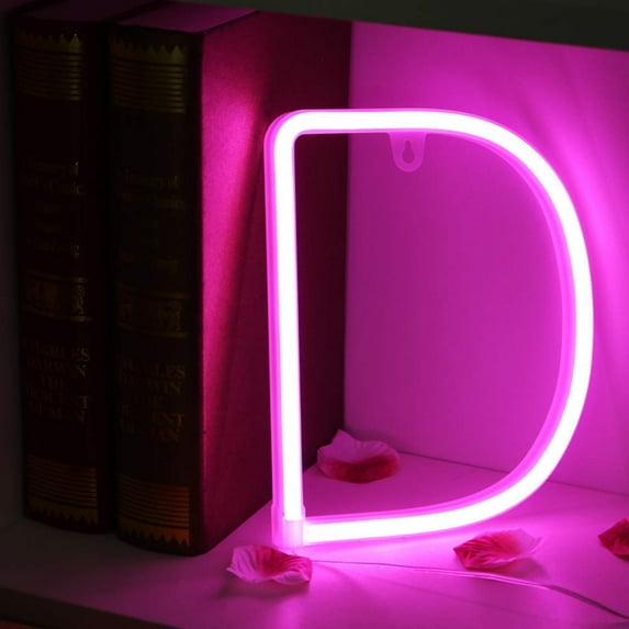 LINLIN Neon Sign, Letter Neon Signs Neon Alphabet Light Light Up LED Letters Lights Light Up Marquee Letters Lights Battery USB Pink