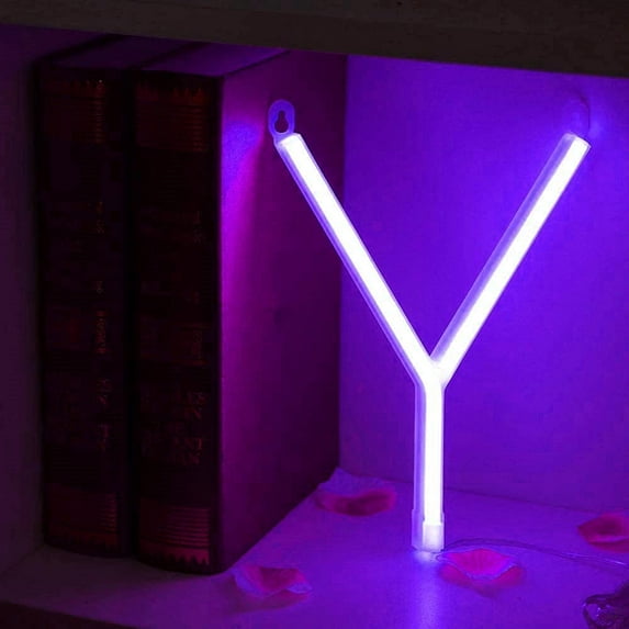 LINLIN Neon Sign, Letter Neon Signs Neon Alphabet Light Light Up LED Letters Lights Light Up Marquee Letters Lights Battery USB Purple