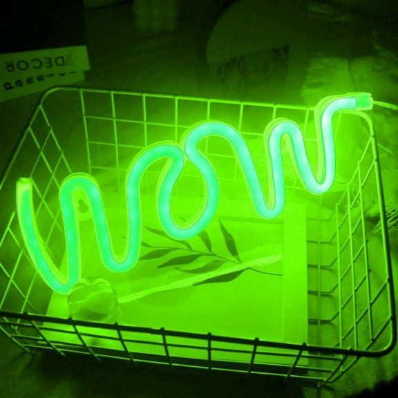 LINLIN Neon Sign,Wow Neon Sign Light Wall LED Neon Night Lamp USB Battery Powered Led Neon Light Sign Bedroom Decor