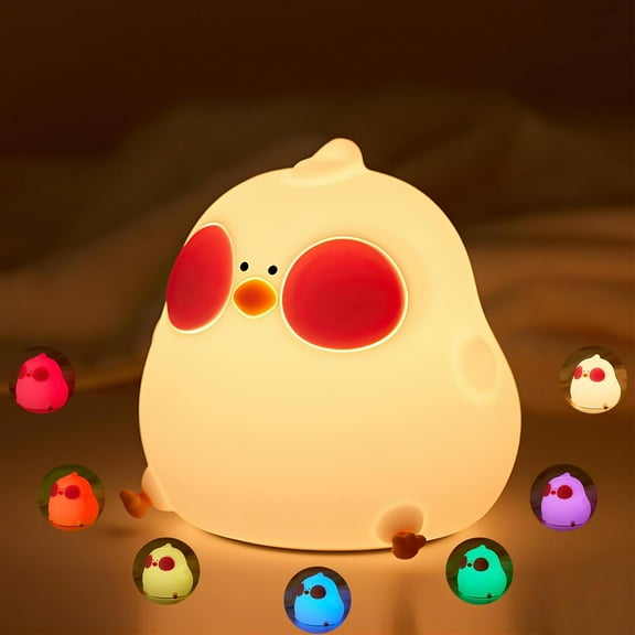 LINLIN Night Light Kids Cute Cooku Chick Night Lamp 7Colors Bedside Lamps Rechargeable Tap Control Baby Night Light with Timer Room Decor Gifts for Children, Toddlers, Teen Girls