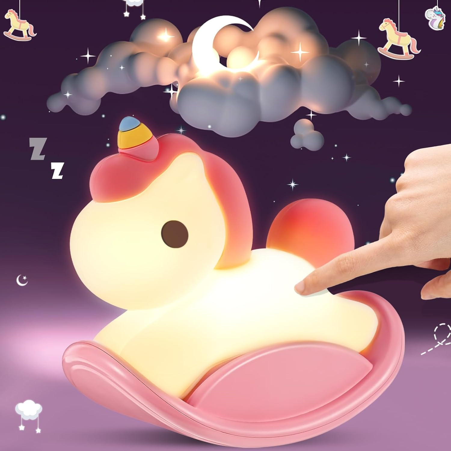 LINLIN Night Light Kids Gifts for Boys and Girls, Silicone Baby Nightlight Newborn Night Lamp, Rechargeable Timing Night Light Cute Room Decor Birthday Gift for Babies Boy Girl Bedroom Nursery