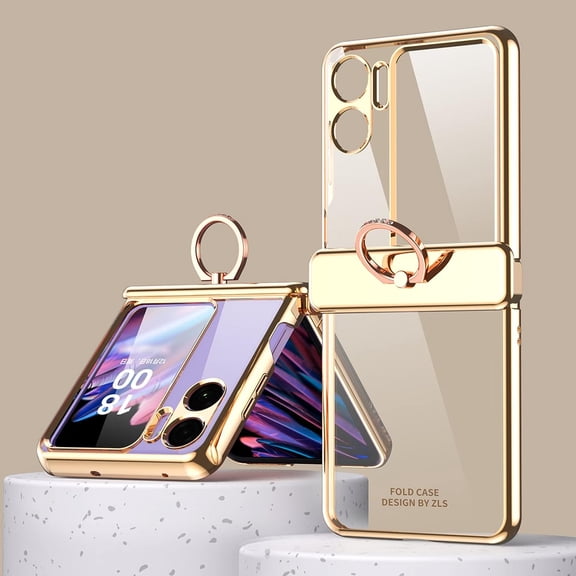 LINLIN OPPO Find N2 Flip Case with Ring Hinge & Ring Buckle Shockproof Hinge Magnet Phone Case Anodized Clear Phone Case for OPPO Find N2 Flip
