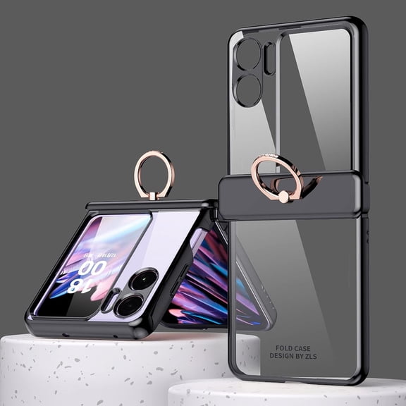 LINLIN OPPO Find N2 Flip Case with Ring Hinge & Ring Buckle Shockproof Hinge Magnet Phone Case Anodized Clear Phone Case for OPPO Find N2 Flip