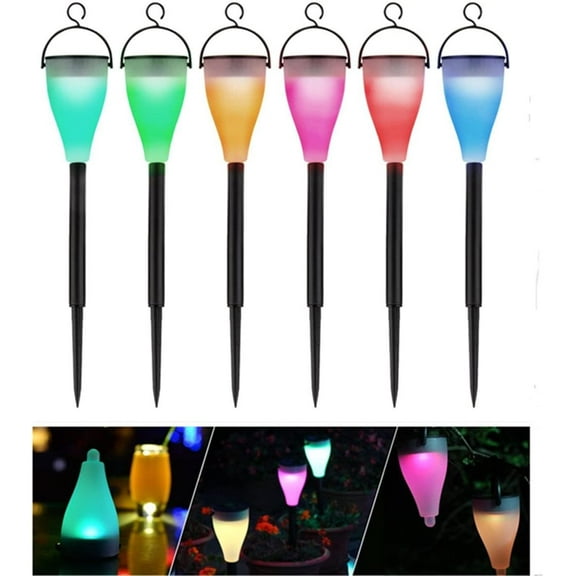 LINLIN Pack of 6 Solar Landscape Lights, Waterproof 7 Color Changing Solar Lights with 3 Modes ABS Plastic Outdoor Path Garden lights Path Lights for Home Patio Yard Christmas Holiday Decoration
