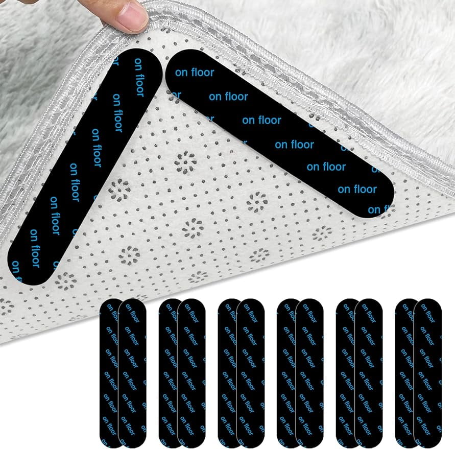 LINLIN Pack Of 12 Rug Gripper Reusable & AntiSlip Grippers For Laminate Floor and Wooden