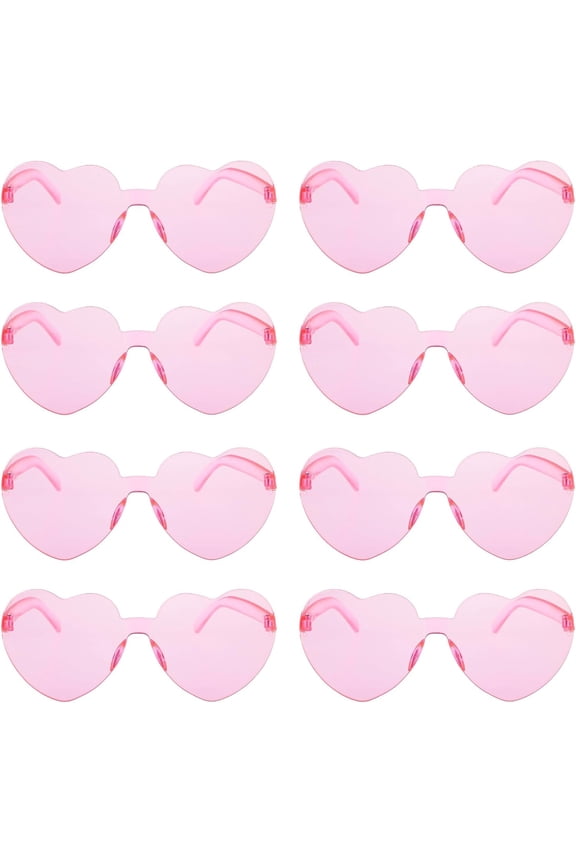 Party Glasses, Rimless Heart Shaped| Retro Round Sunglasses, Multipack Eyewear for Party Fancy Dress Costume, Love Heart| Funky Glasses for Men Women Boys Girls Adults & Kids